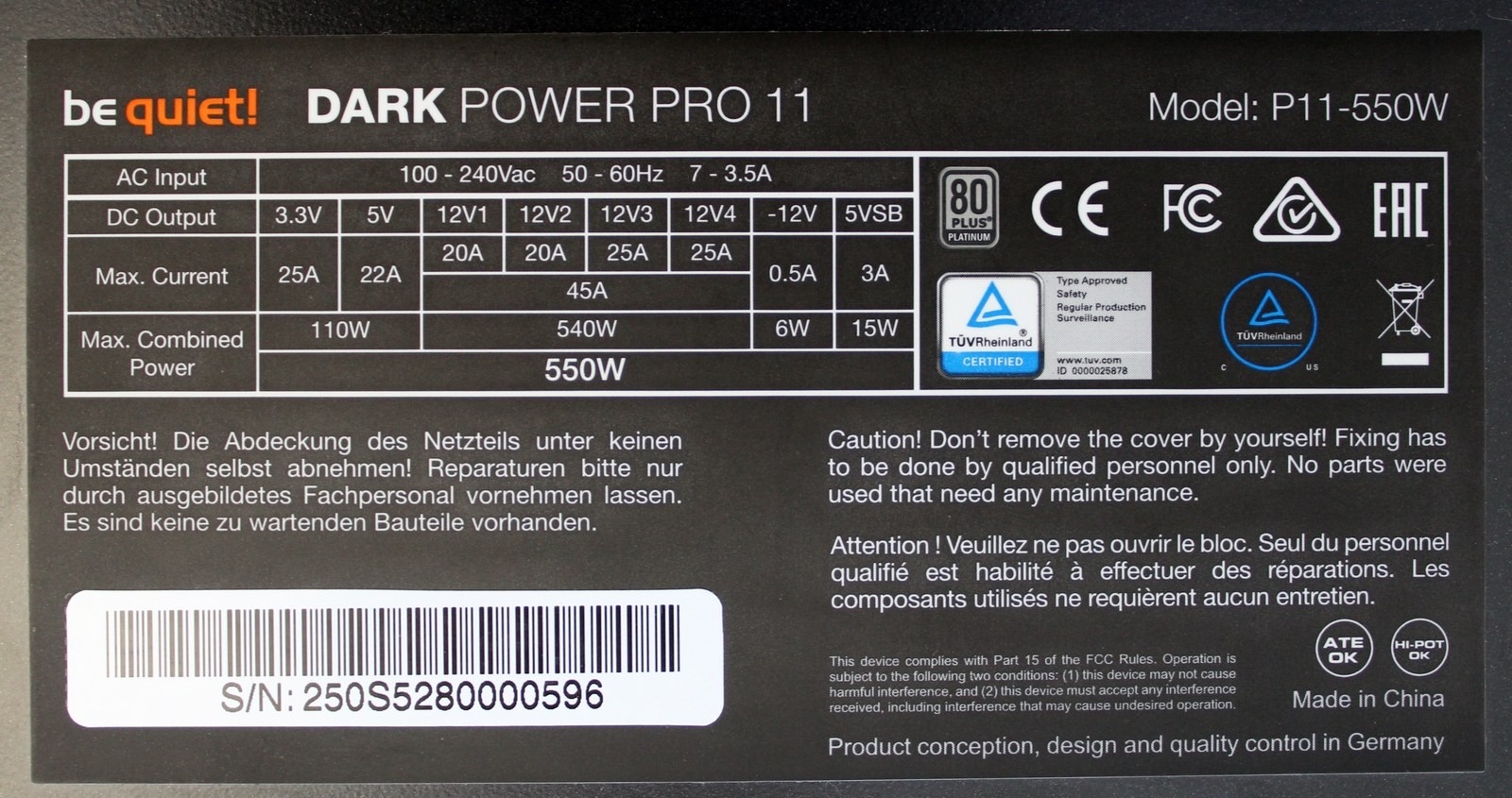 be quiet! Dark Power Pro 11 550W – Hartware