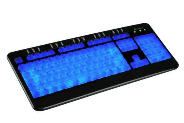 Blau leuchtende Tastatur – Hartware